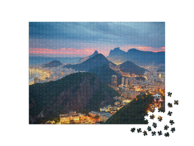 Night View of Rio De Janeiro, Brazil... Jigsaw Puzzle with 1000 pieces