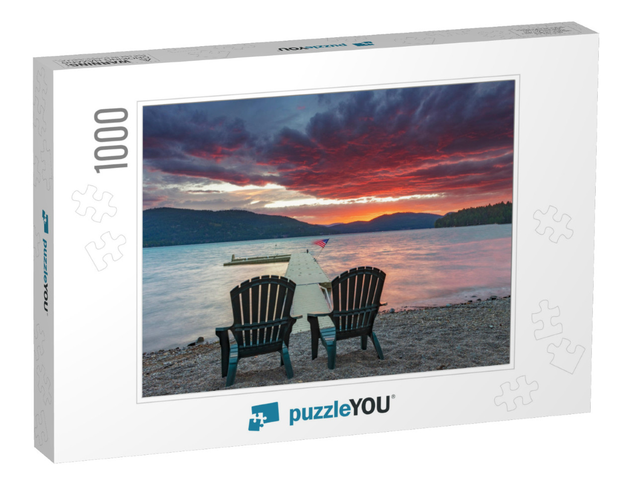 Sunset View Into Whitefish Lake in Whitefish, Montana, Us... Jigsaw Puzzle with 1000 pieces