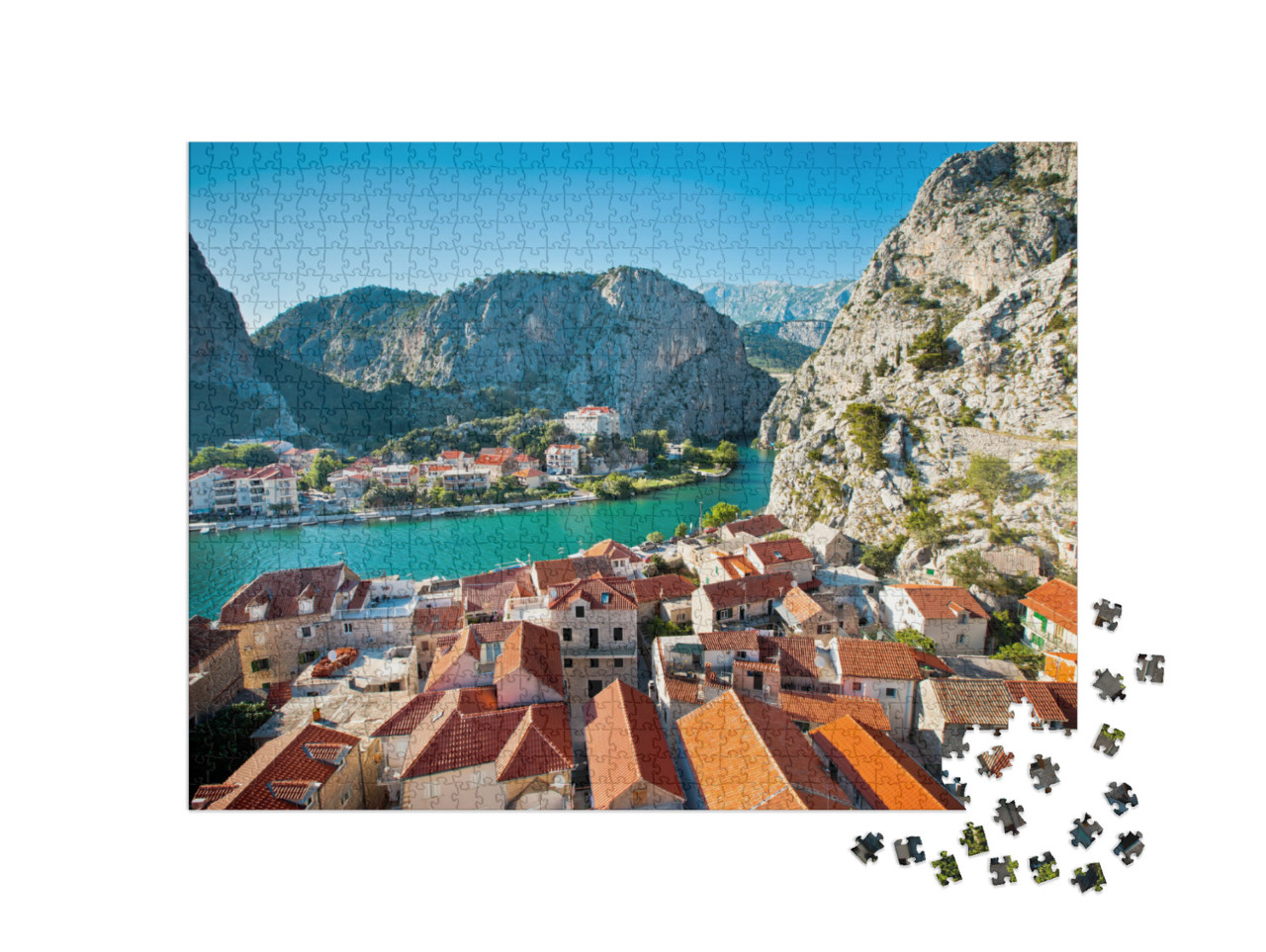 Panorama of Omis, Croatia... Jigsaw Puzzle with 1000 pieces