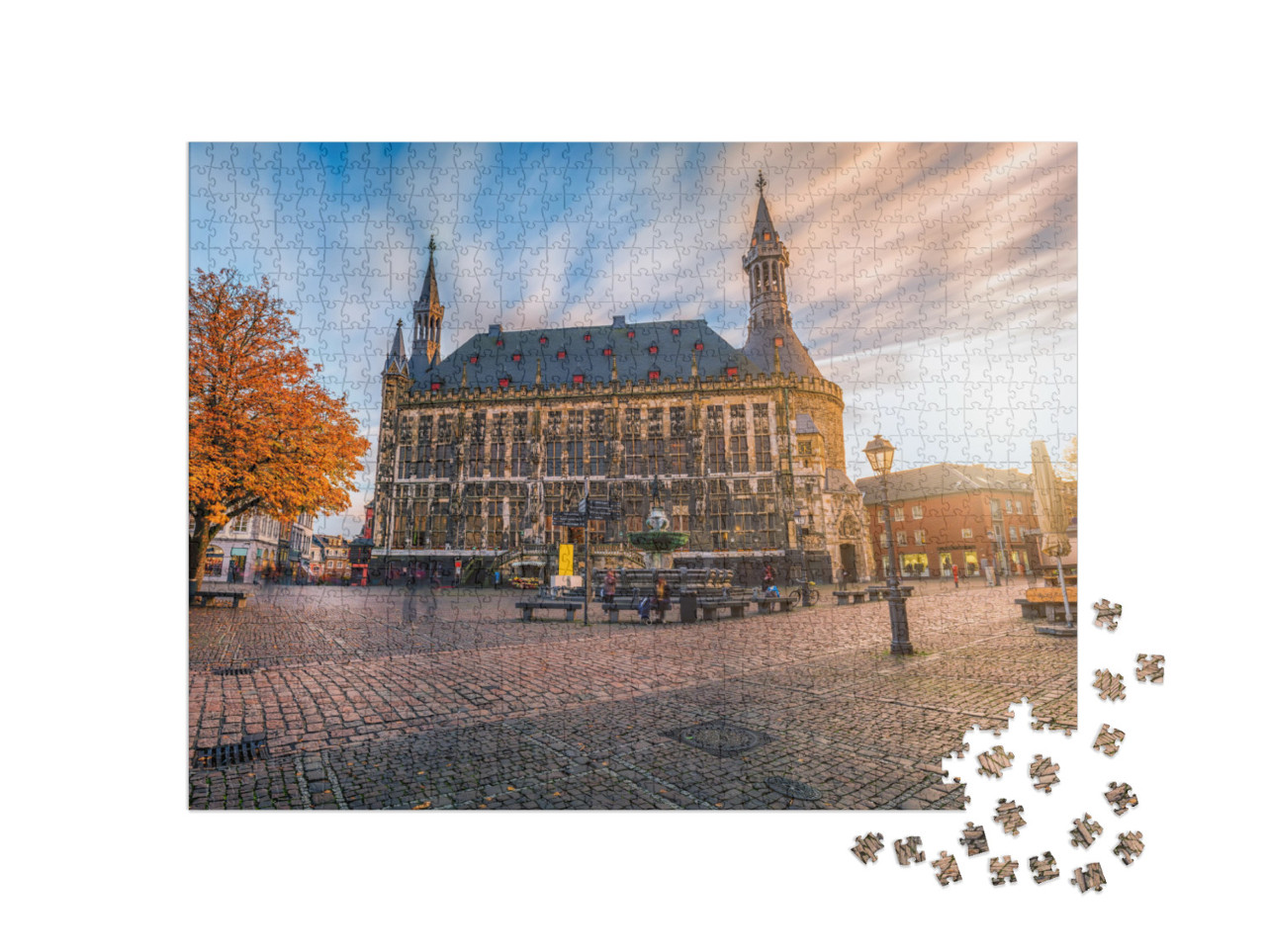 Aachen Town Hall During Autumn... Jigsaw Puzzle with 1000 pieces