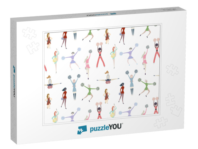 Cheerleader Girls Colorful Seamless Pattern... Jigsaw Puzzle