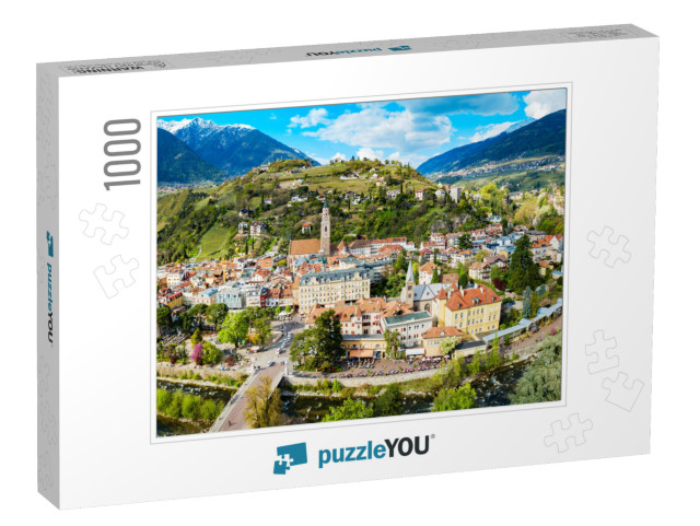 Merano City Center Aerial Panoramic View. Merano or Meran... Jigsaw Puzzle with 1000 pieces