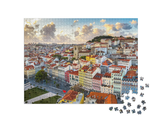 Lisbon Cityscape Panorama Alfama Portugal, Beautiful Euro... Jigsaw Puzzle with 1000 pieces