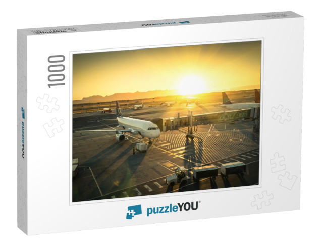 Airplane At the Terminal Gate Ready for Takeoff - Modern... Jigsaw Puzzle with 1000 pieces