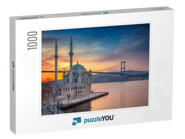 Istanbul. Image of Ortakoy Mosque with Bosphorus Bridge i... Jigsaw Puzzle with 1000 pieces