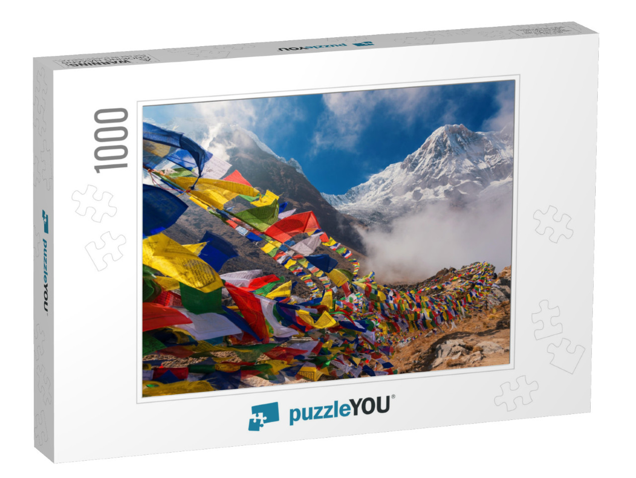 Prayer Flags & Mt. Annapurna I Background from Annapurna... Jigsaw Puzzle with 1000 pieces