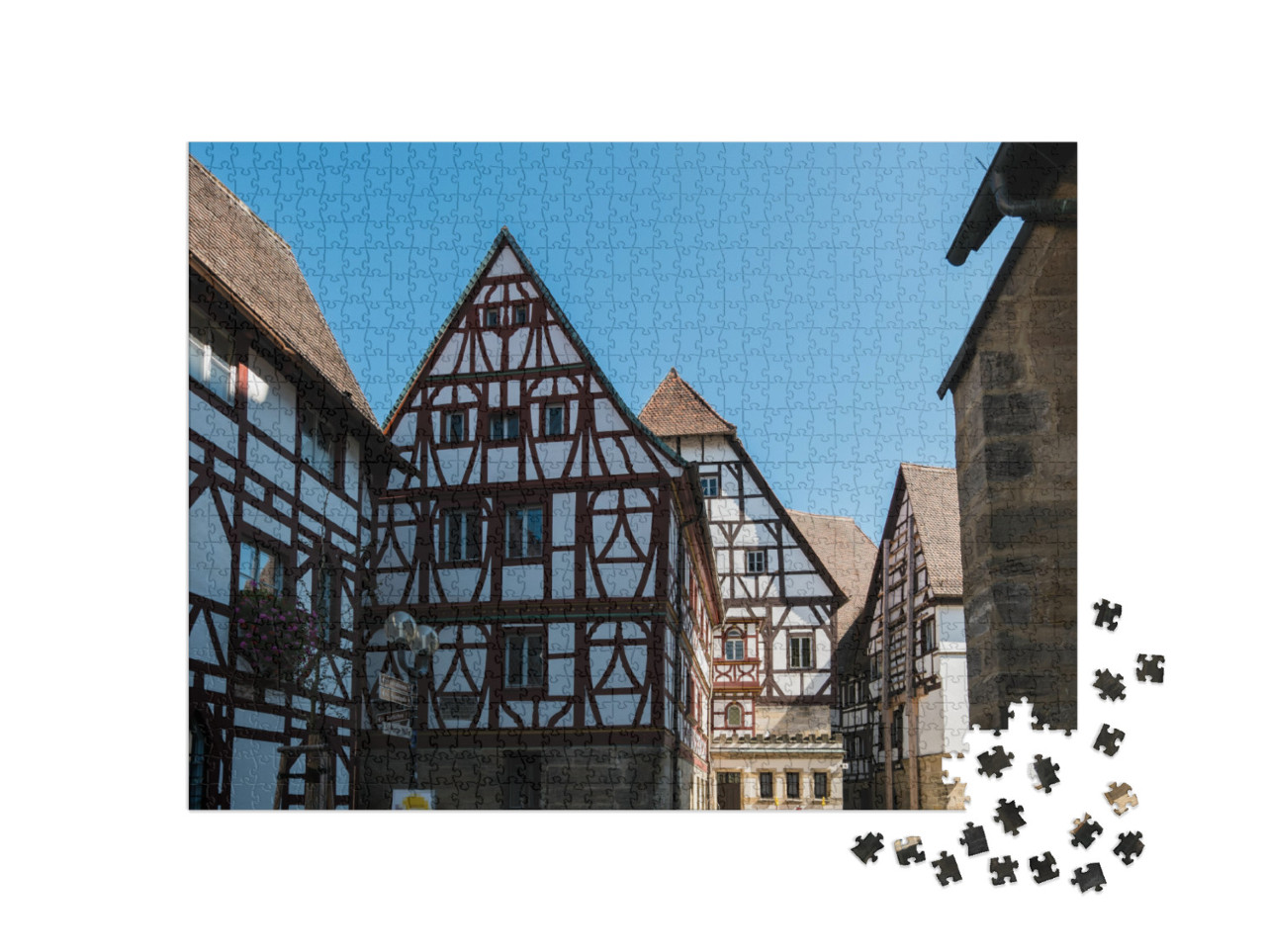 Half-Timbered Houses At the Kirschgarten in Mainz Rhinela... Jigsaw Puzzle with 1000 pieces