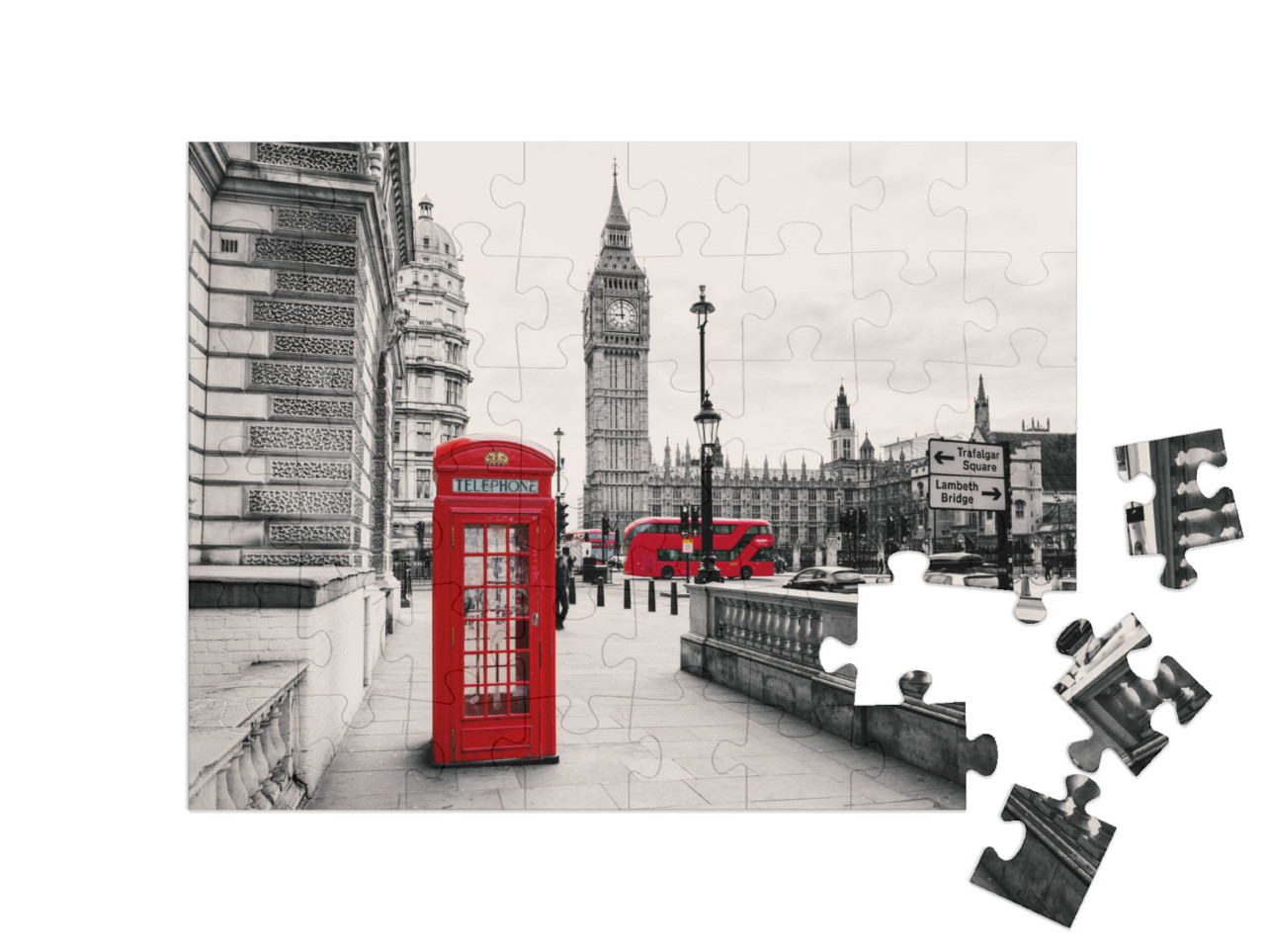 Red Telephone Booth in London... Jigsaw Puzzle with 48 pieces