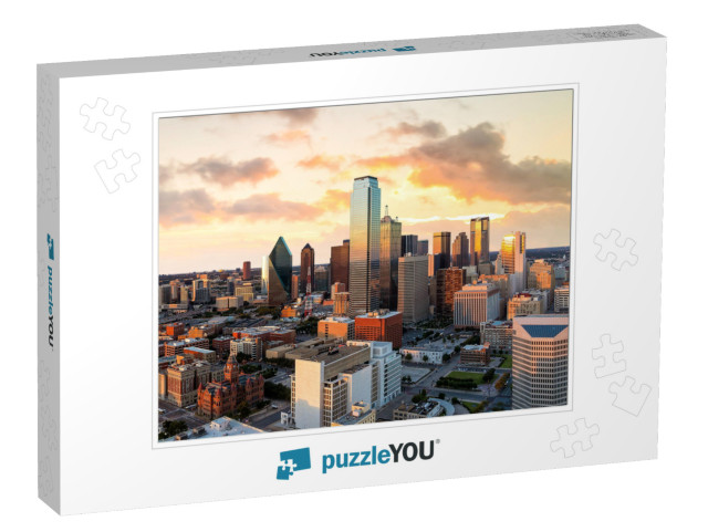 Dallas, Texas Cityscape with Blue Sky At Sunset, Texas... Jigsaw Puzzle