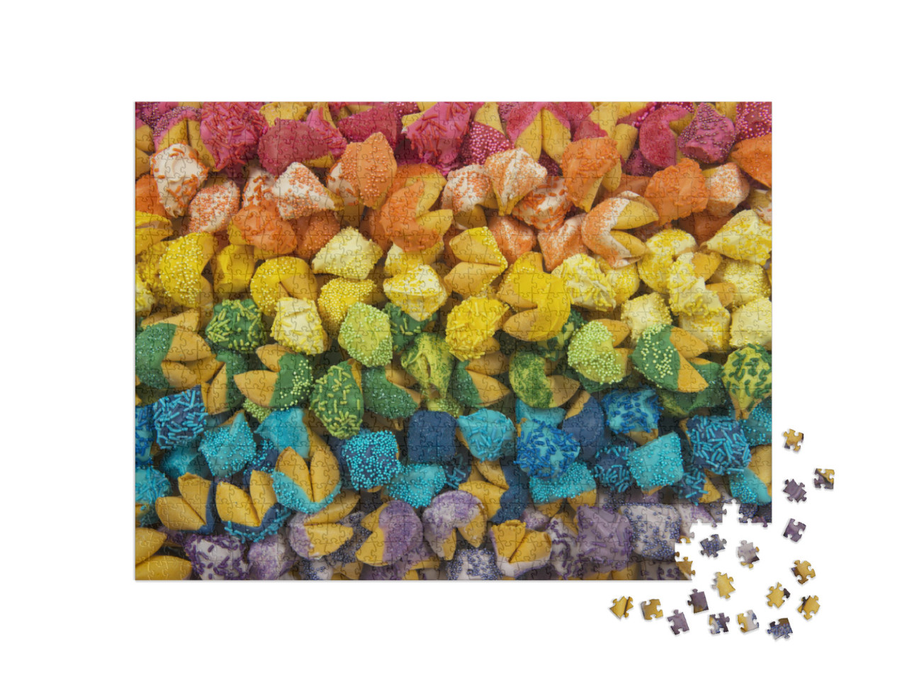 Rainbow Fortune Cookies Photo Collage Jigsaw Puzzle with 1000 pieces