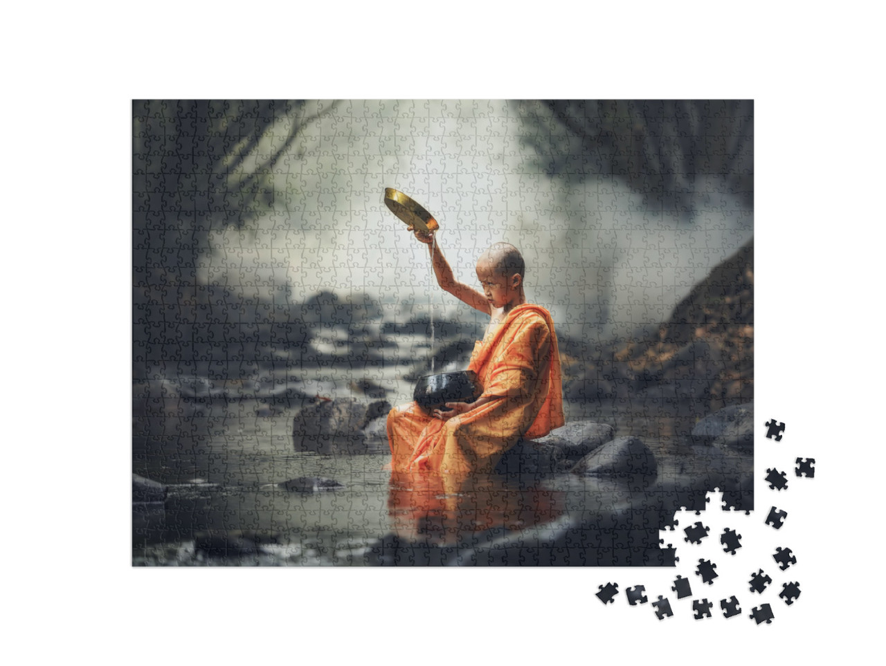 Novice Monks Thailand, Buddhist Temple, Novice Monk Went... Jigsaw Puzzle with 1000 pieces