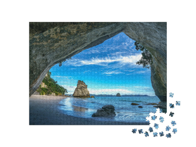 View from the Cave At Cathedral Cove Beach, Coromandel, N... Jigsaw Puzzle with 1000 pieces