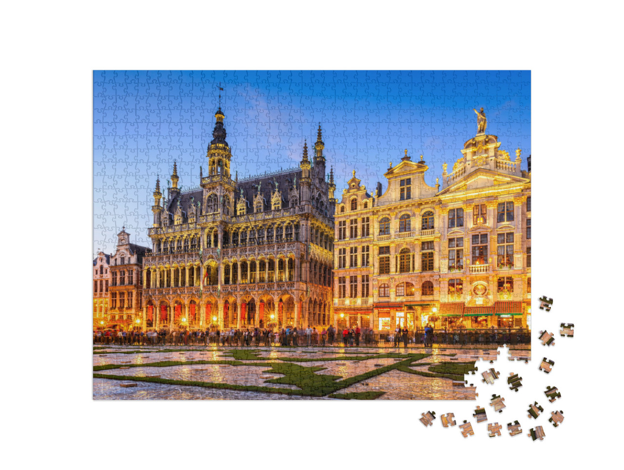 Brussels, Belgium. Wide Angle Night Scene of the Grand Pl... Jigsaw Puzzle with 1000 pieces