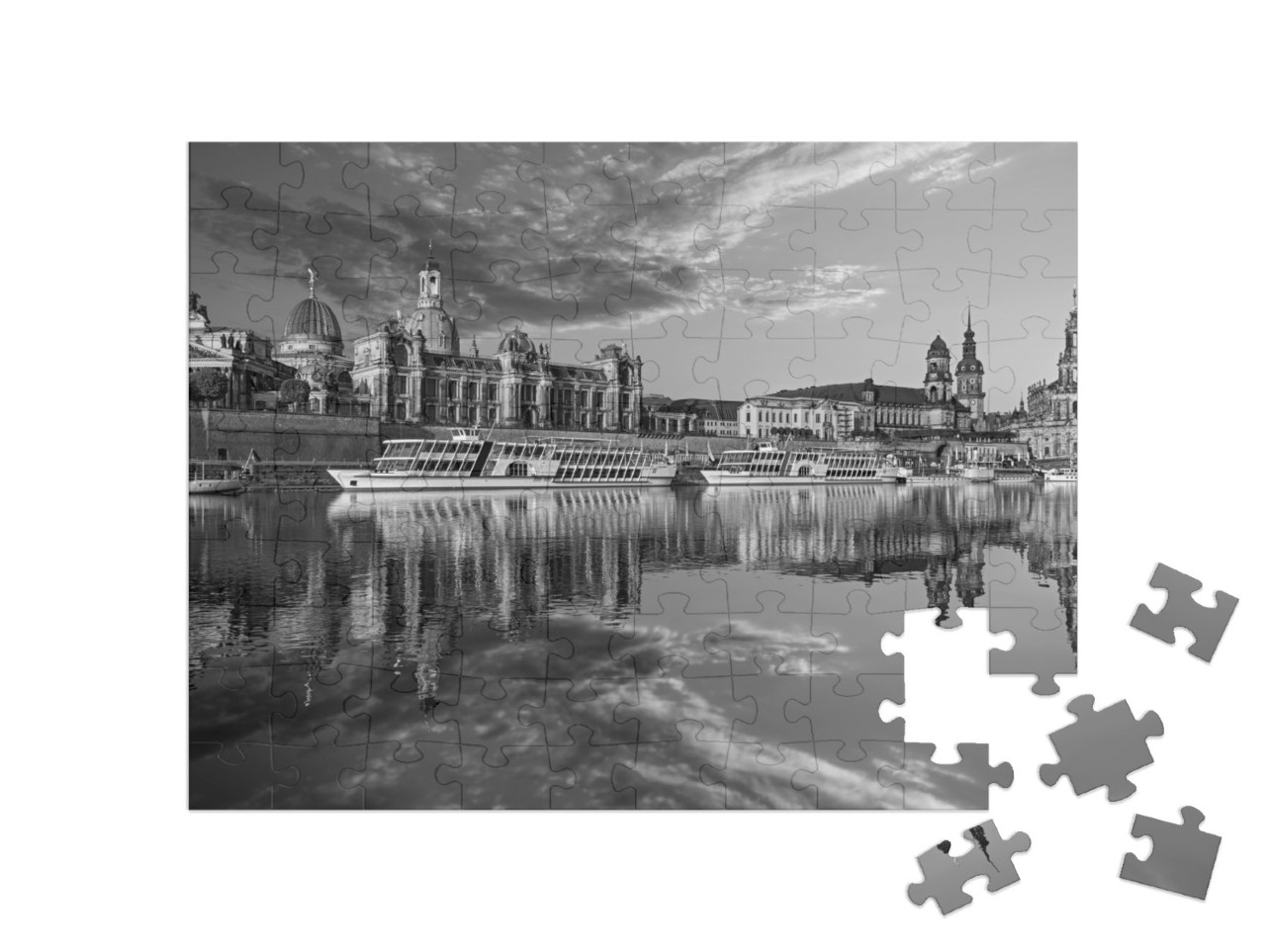 Beautiful Dresden City Skyline At Elbe River & Augustus B... Jigsaw Puzzle with 100 pieces