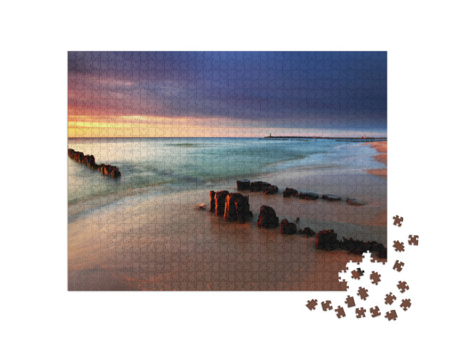 Baltic Sea At Beautiful Sunrise in Poland Beach... Jigsaw Puzzle with 1000 pieces