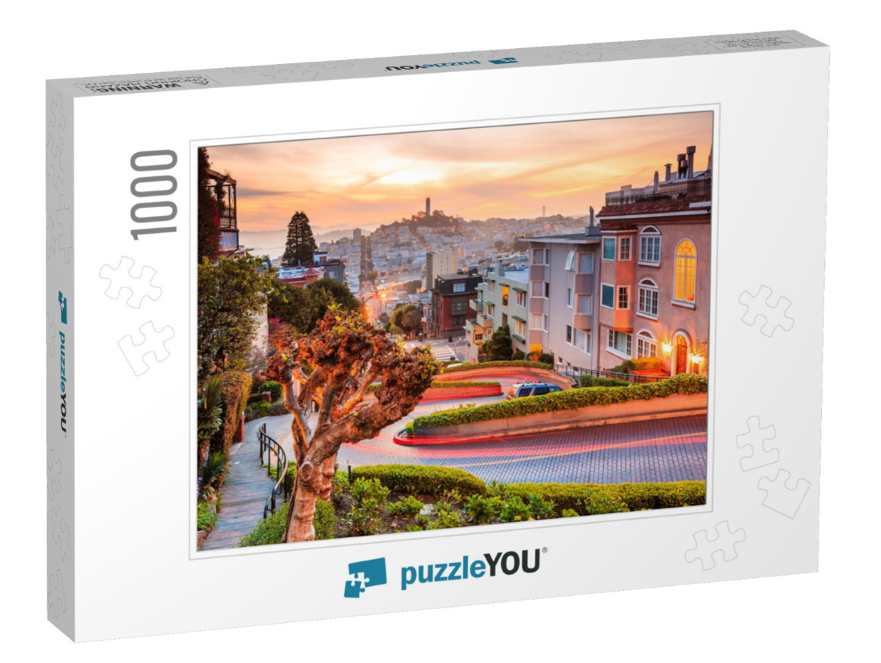 Famous Lombard Street in San Francisco At Sunrise... Jigsaw Puzzle with 1000 pieces