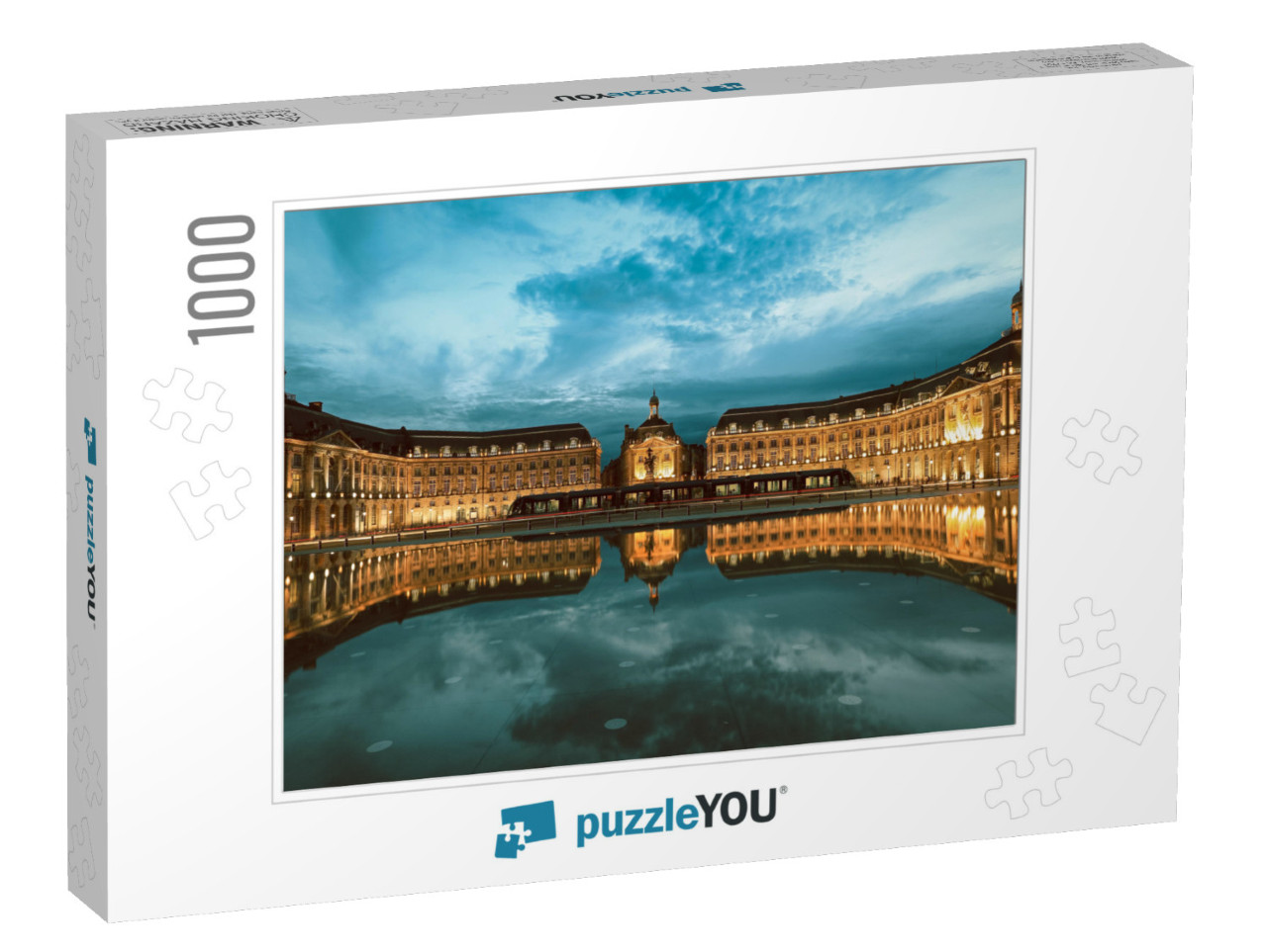 Reflection of Place De La Bourse & Tramway in Bordeaux, F... Jigsaw Puzzle with 1000 pieces