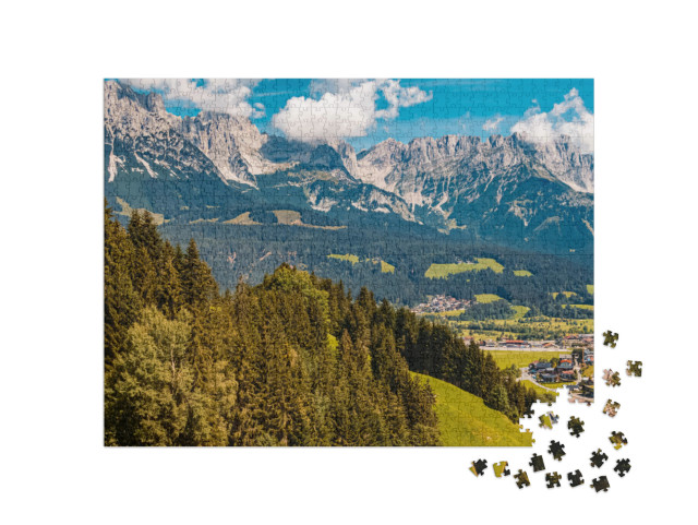 Beautiful Alpine Summer View At the Famous Hartkaiser Sum... Jigsaw Puzzle with 1000 pieces