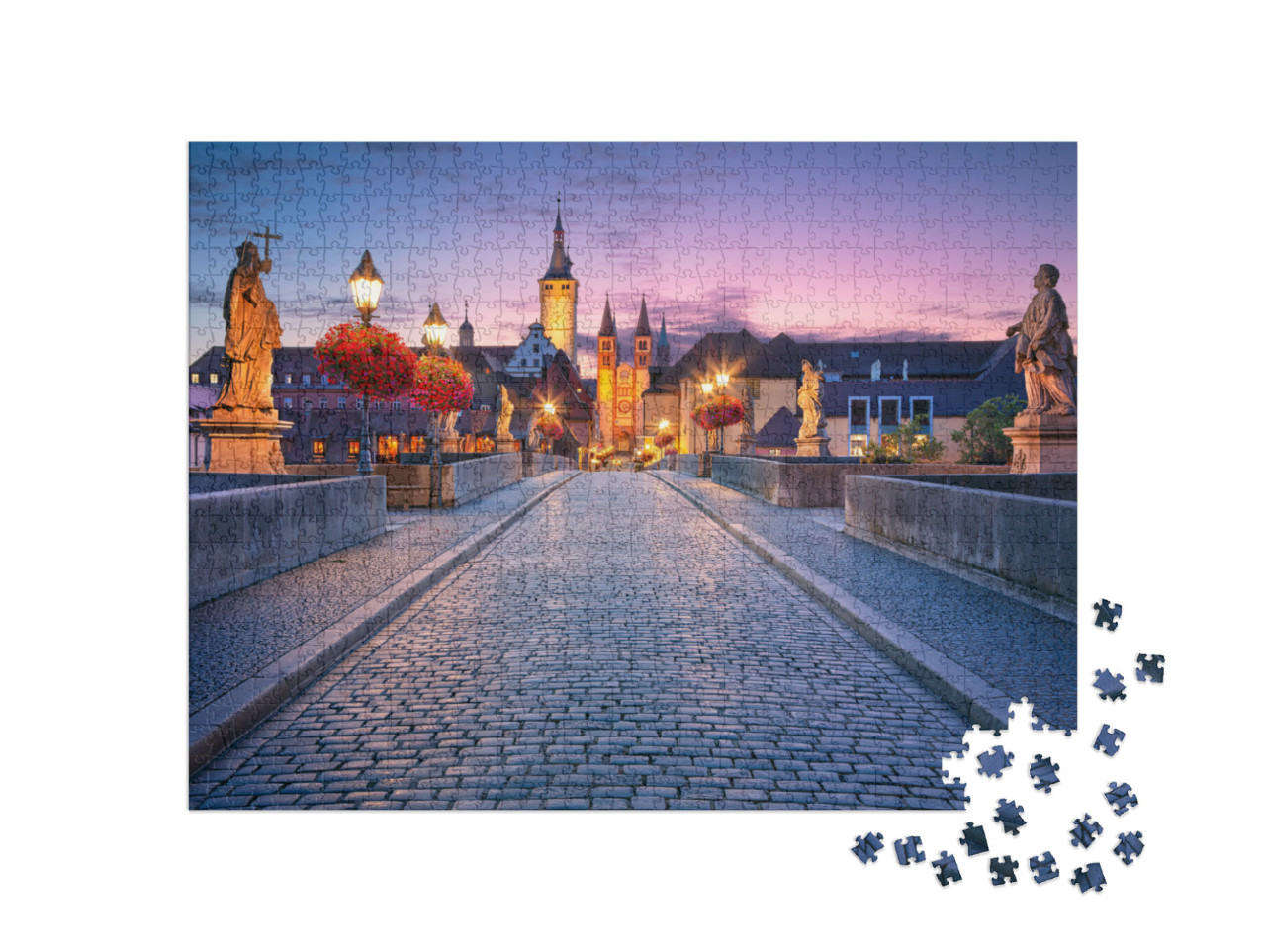 Wurzburg, Old Main Bridge. Cityscape Image of the Old Tow... Jigsaw Puzzle with 1000 pieces