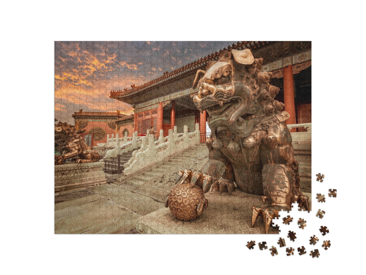 The Bronze Lion in the Forbidden City, Beijing China... Jigsaw Puzzle with 1000 pieces