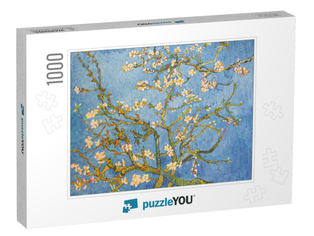 Blossoming Almond Tree. Beautiful Oil Painting on Canvas... Jigsaw Puzzle with 1000 pieces