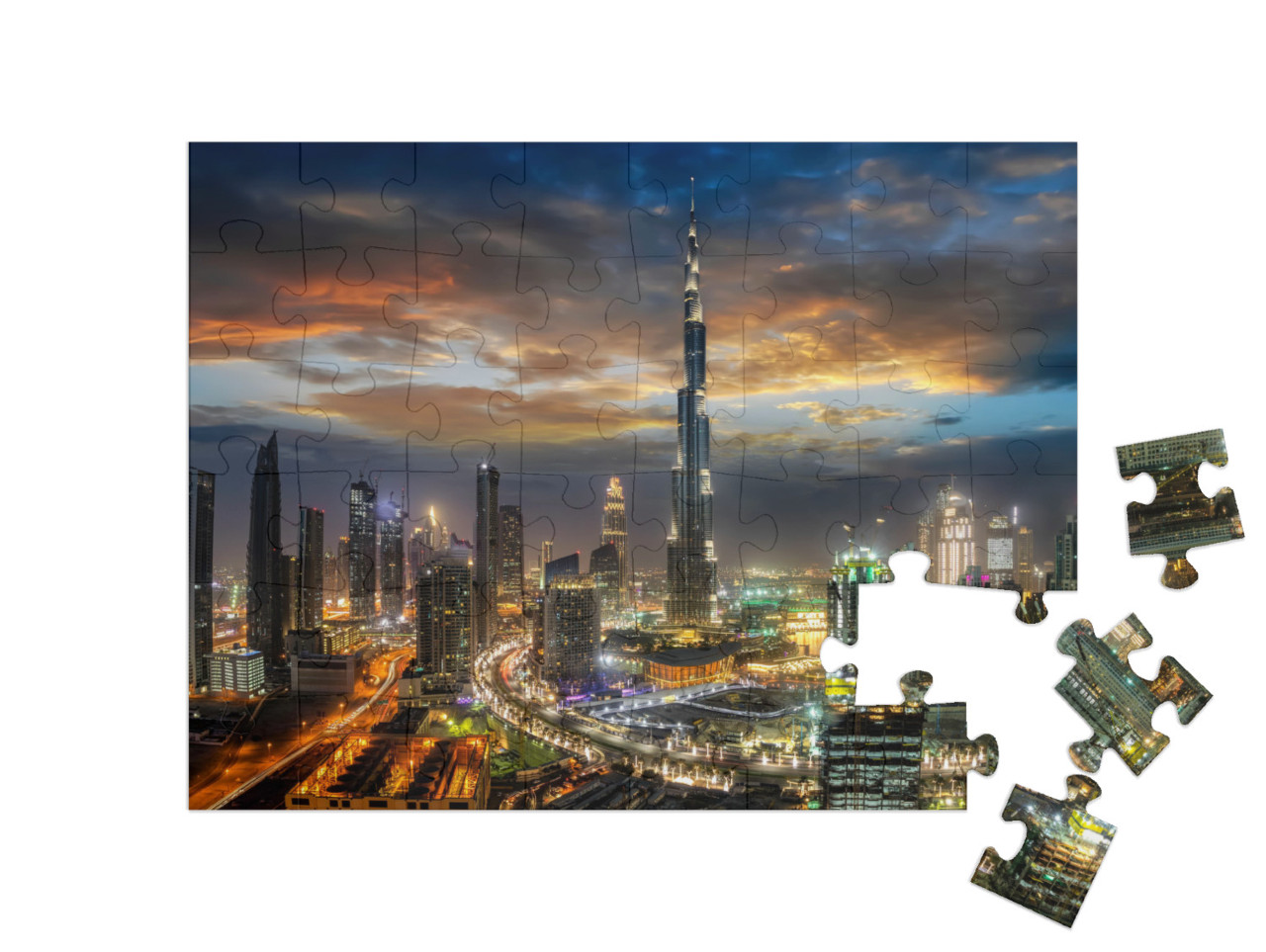 View to Dubai Business Bay with the Various Skyscrapers &... Jigsaw Puzzle with 48 pieces