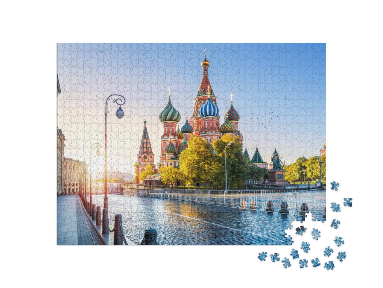 St. Basils Cathedral on Red Square in Moscow & the Mornin... Jigsaw Puzzle with 1000 pieces