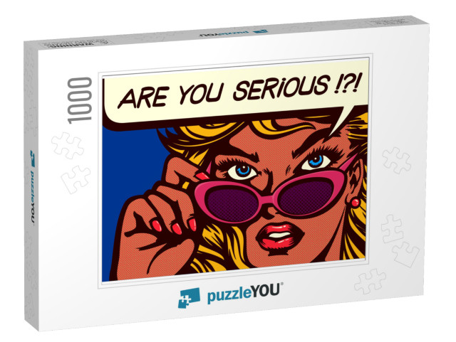 Pop Art Comic Book Style Skeptical & Doubtful Woman Looki... Jigsaw Puzzle with 1000 pieces