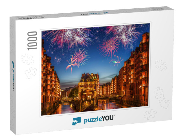 Fireworks in Hamburg Germany During New Years Celebration... Jigsaw Puzzle with 1000 pieces