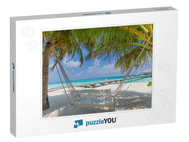 Tropical Beach, Summer Landscape with Beach Swing or Hamm... Jigsaw Puzzle