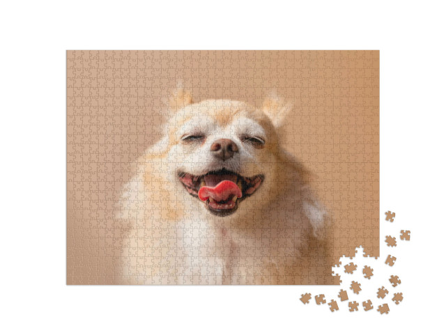 Cute Smile Chihuahua Brown Color Happiness Friend Lapdog... Jigsaw Puzzle with 1000 pieces