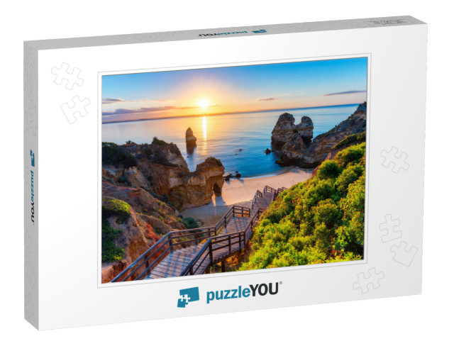Camilo Beach Praia Do Camilo At Algarve, Portugal with Tu... Jigsaw Puzzle