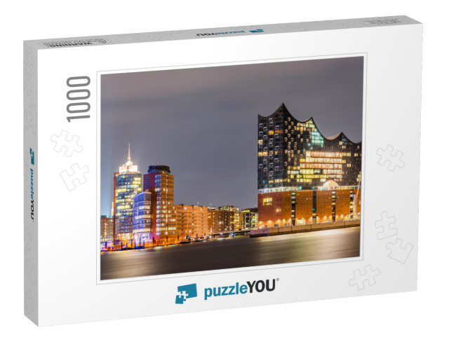 The Famous Elbphilharmonie & Hamburg Harbor At Night... Jigsaw Puzzle with 1000 pieces