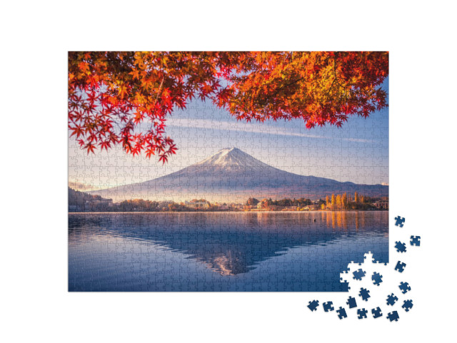 Colorful Autumn Season & Mountain Fuji with Morning Fog &... Jigsaw Puzzle with 1000 pieces