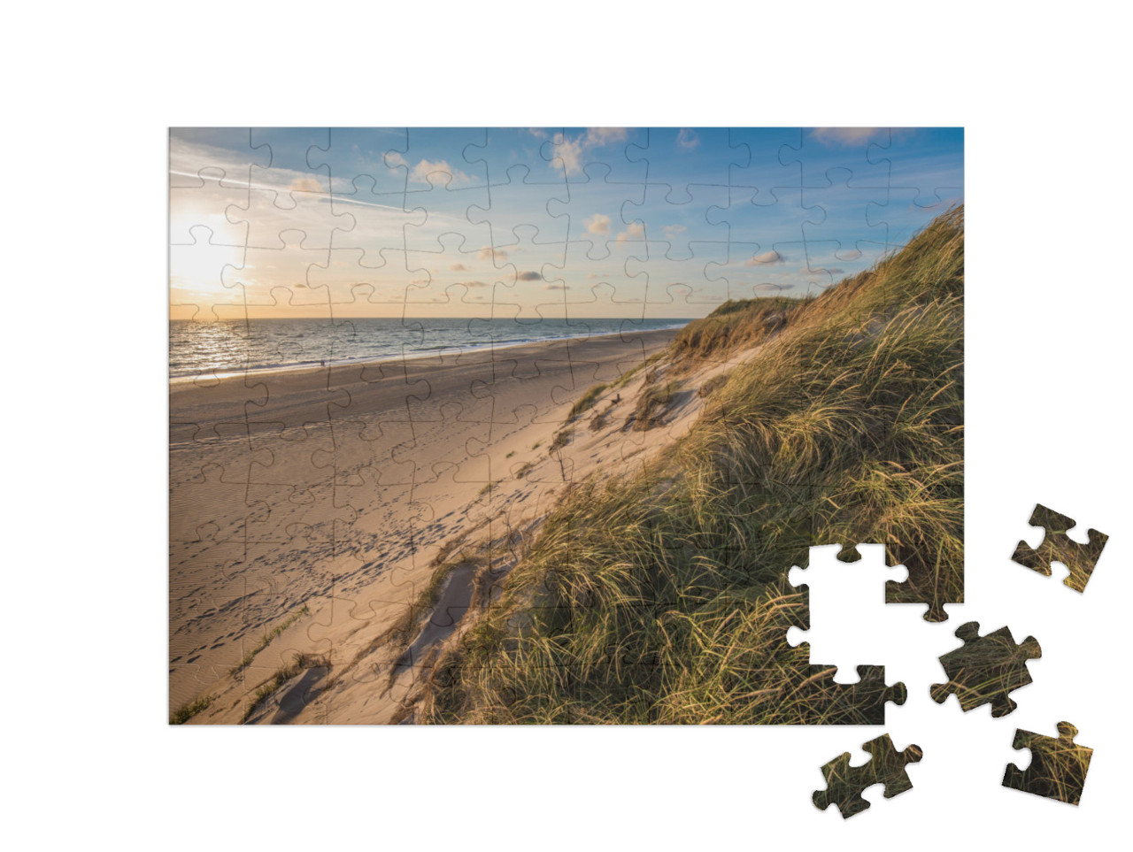 North Sea Beach, Jutland Coast in Denmark... Jigsaw Puzzle with 100 pieces