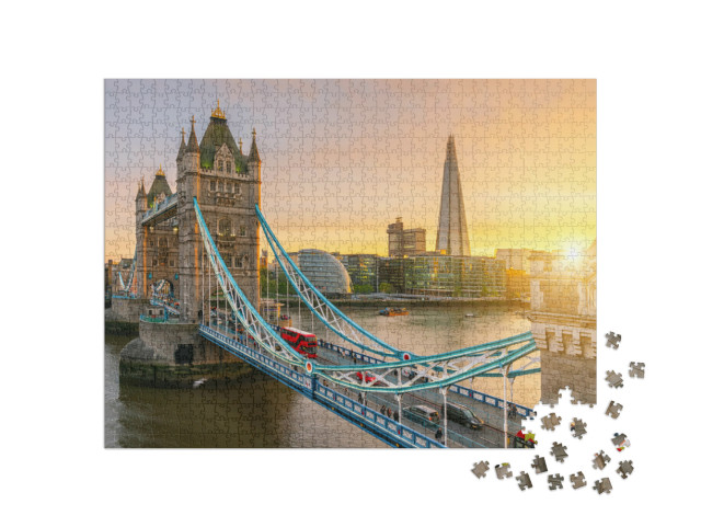 London Tower Bridge, the Uk. Sunset with Beautiful Clouds... Jigsaw Puzzle with 1000 pieces