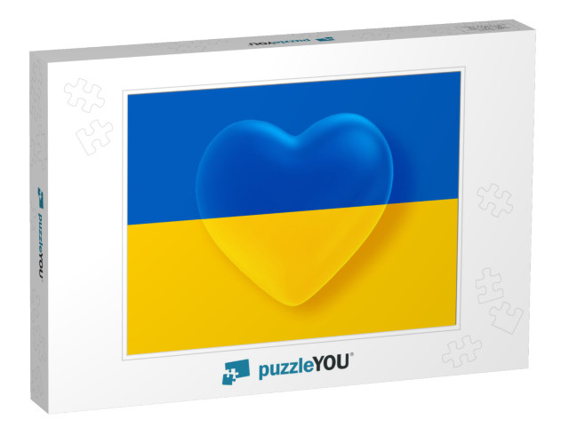 Ukraine Flag in the Shape of Heart Object on Ukraine Flag... Jigsaw Puzzle