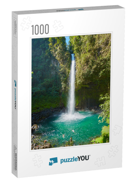 La Fortuna Waterfall, Waterfall with Emerald Pool in Rain... Jigsaw Puzzle with 1000 pieces