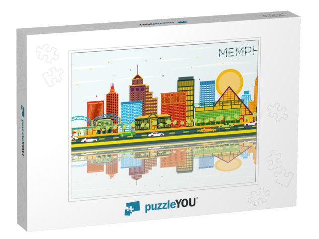 Memphis Tennessee Skyline with Color Buildings, Blue Sky... Jigsaw Puzzle