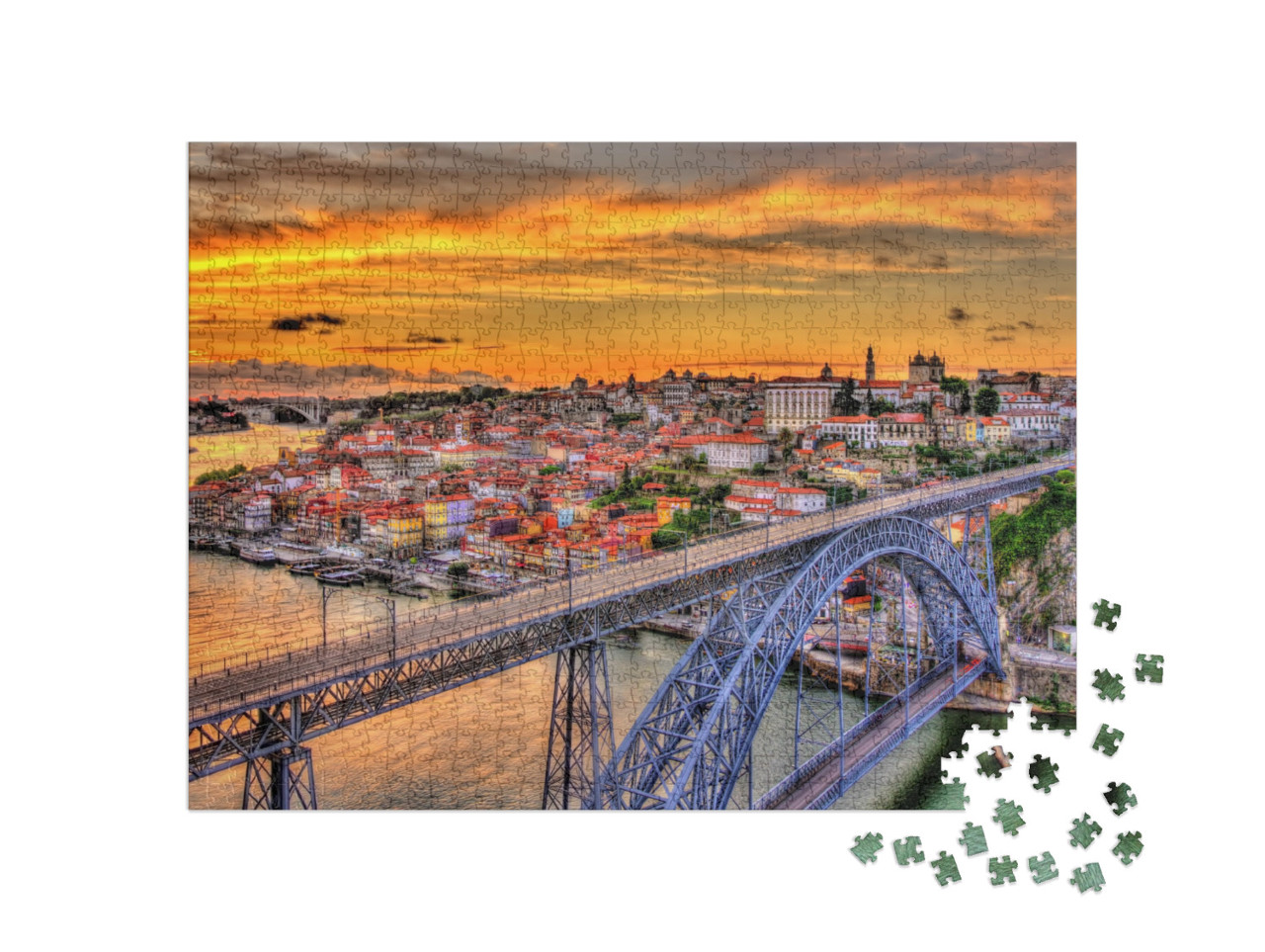 Porto with Dom Luis Bridge - Portugal... Jigsaw Puzzle with 1000 pieces