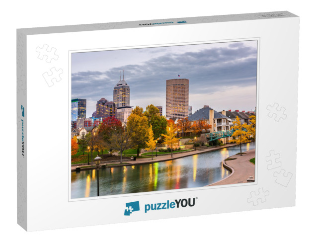 Indianapolis, Indiana, USA Downtown Cityscape on the White... Jigsaw Puzzle