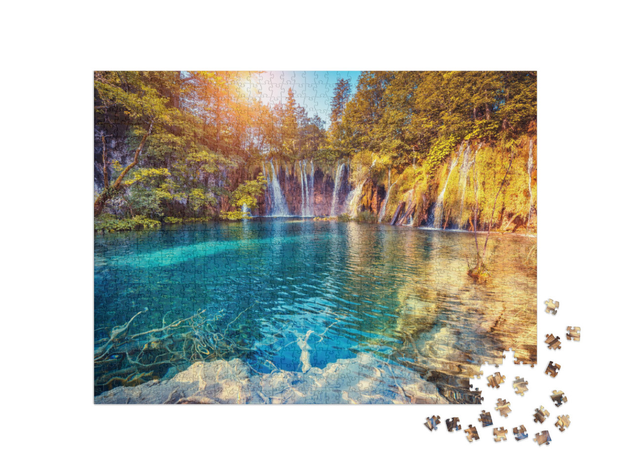 Majestic View on Turquoise Water & Sunny Beams in the Pli... Jigsaw Puzzle with 1000 pieces