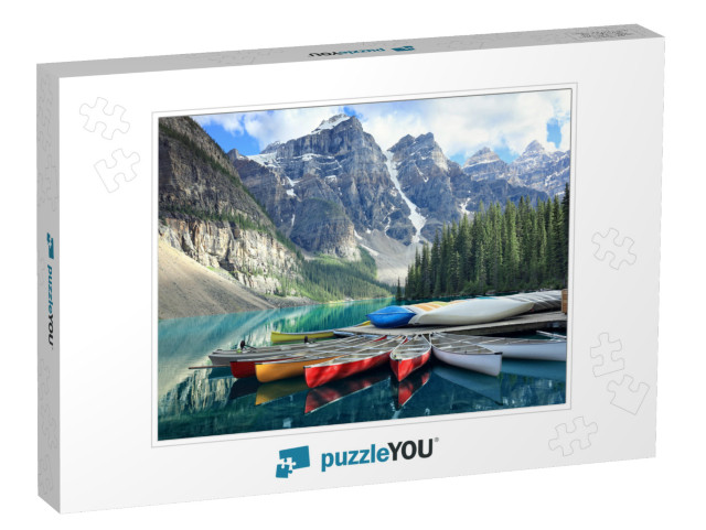 Moraine Lake with the Rocky Mountains Panorama in the Ban... Jigsaw Puzzle