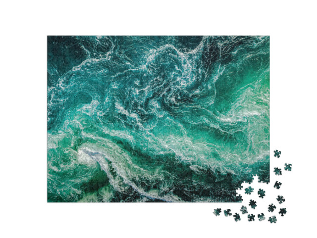 Waves of Water of the River & the Sea Meet Each Other Dur... Jigsaw Puzzle with 1000 pieces