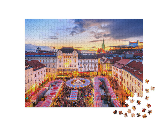 View on Main Square & Christmas Market in Historical Cent... Jigsaw Puzzle with 1000 pieces