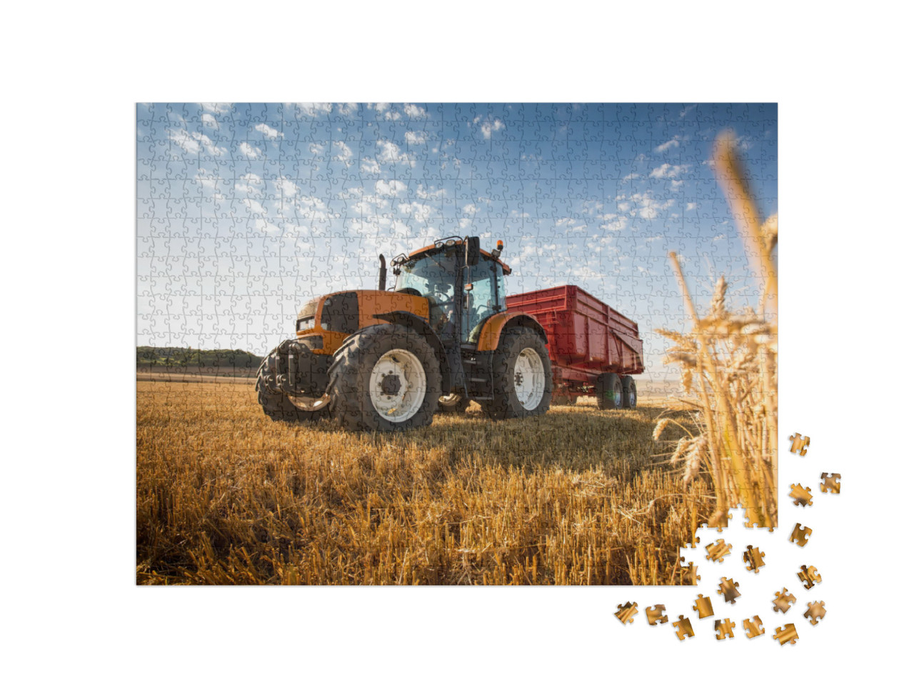 A Tractor During the Harvest... Jigsaw Puzzle with 1000 pieces