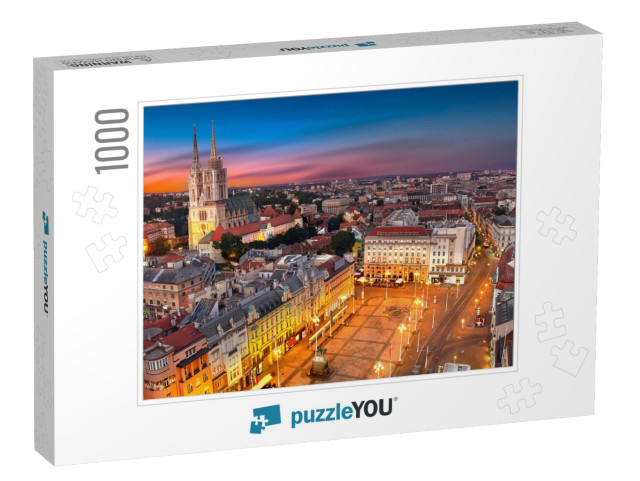 Zagreb Croatia At Sunset. Aerial View from Above of Ban J... Jigsaw Puzzle with 1000 pieces