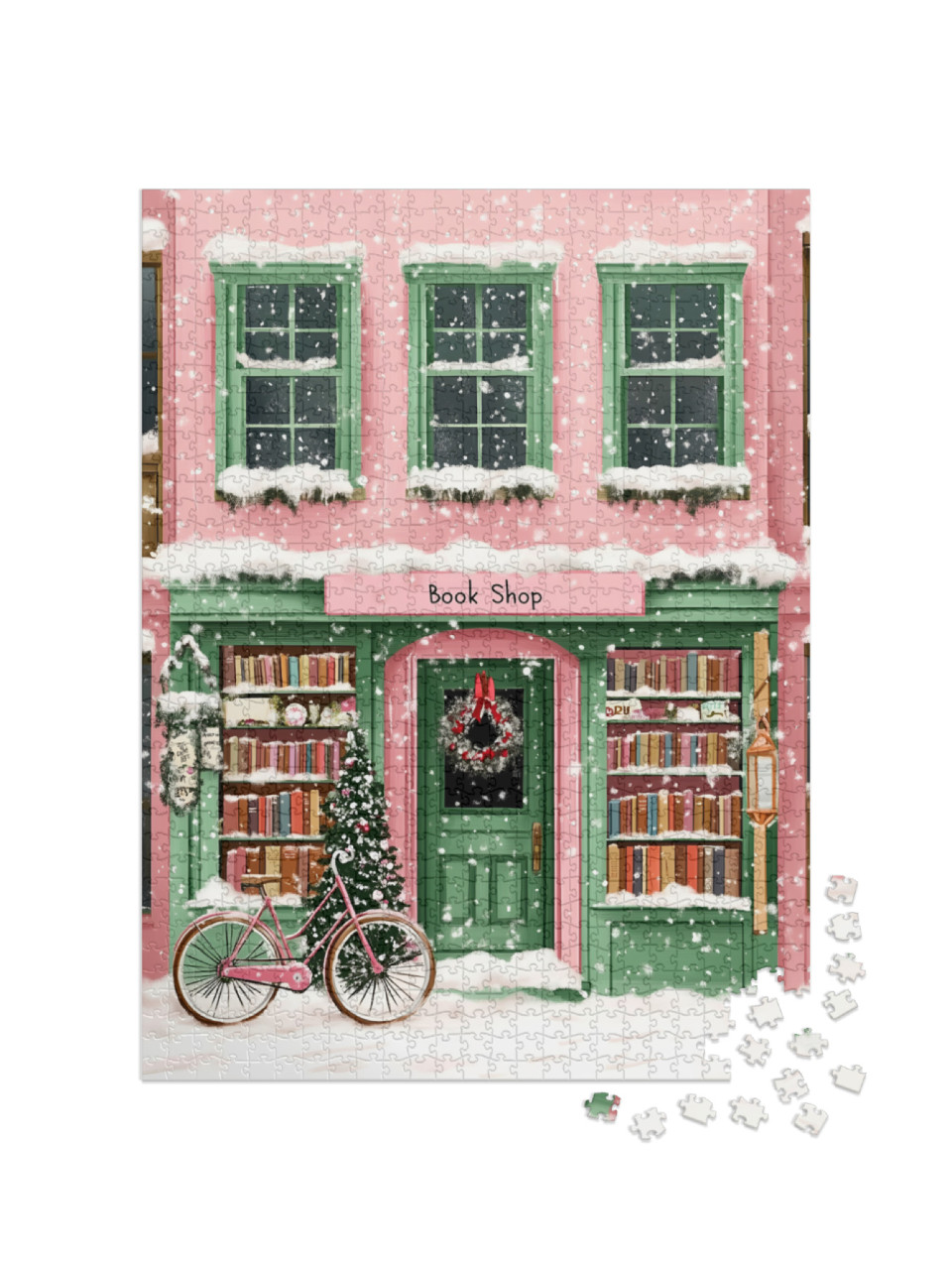 Bookstore Decorated for Christmas Jigsaw Puzzle with 1000 pieces