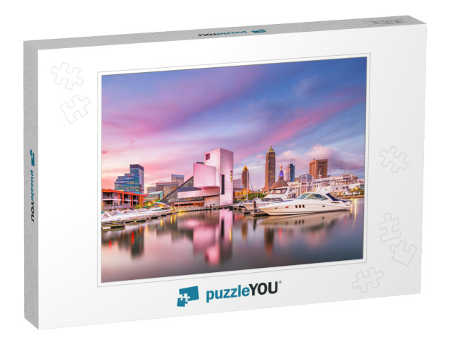 Cleveland, Ohio, USA Downtown City Skyline & Harbor At Twi... Jigsaw Puzzle