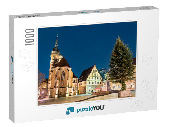 The Stiftskirche Church & the Schiller Monument in Stuttg... Jigsaw Puzzle with 1000 pieces